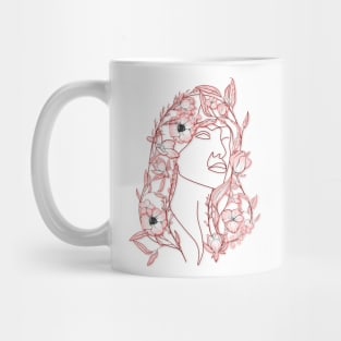 red flower hair Mug
